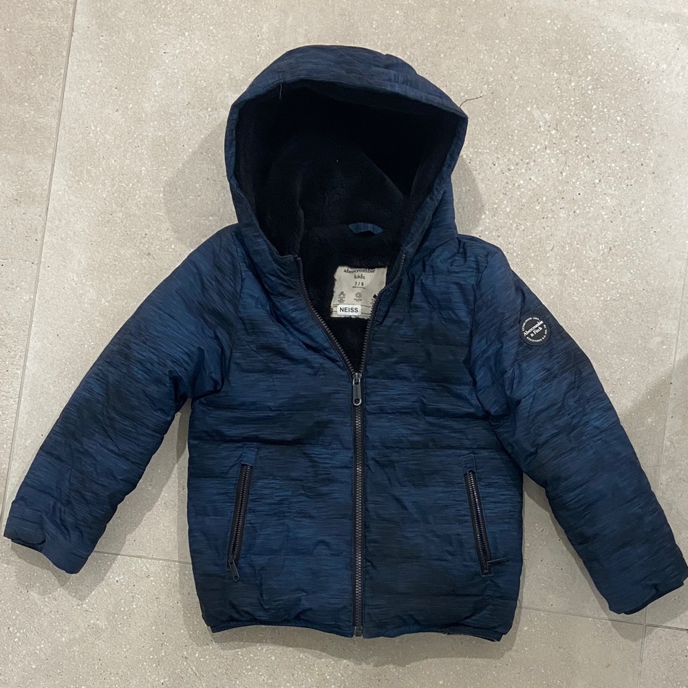 Abercrombie Boys winter puffer fleece lined jacket Hooded size 7/8
